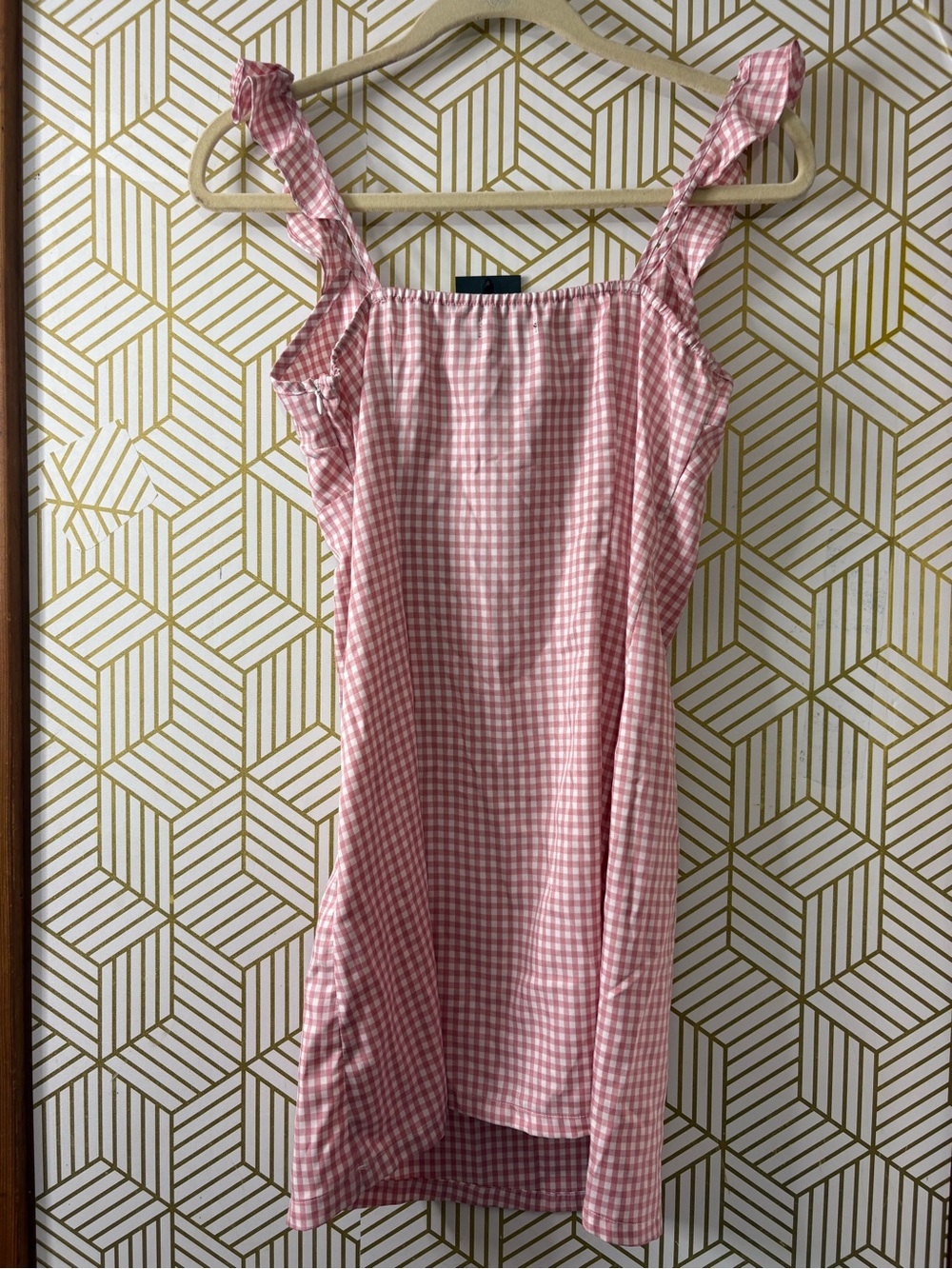 Nasty Gal Pink Gingham Mini Dress size 6 - Picture 4 of 4